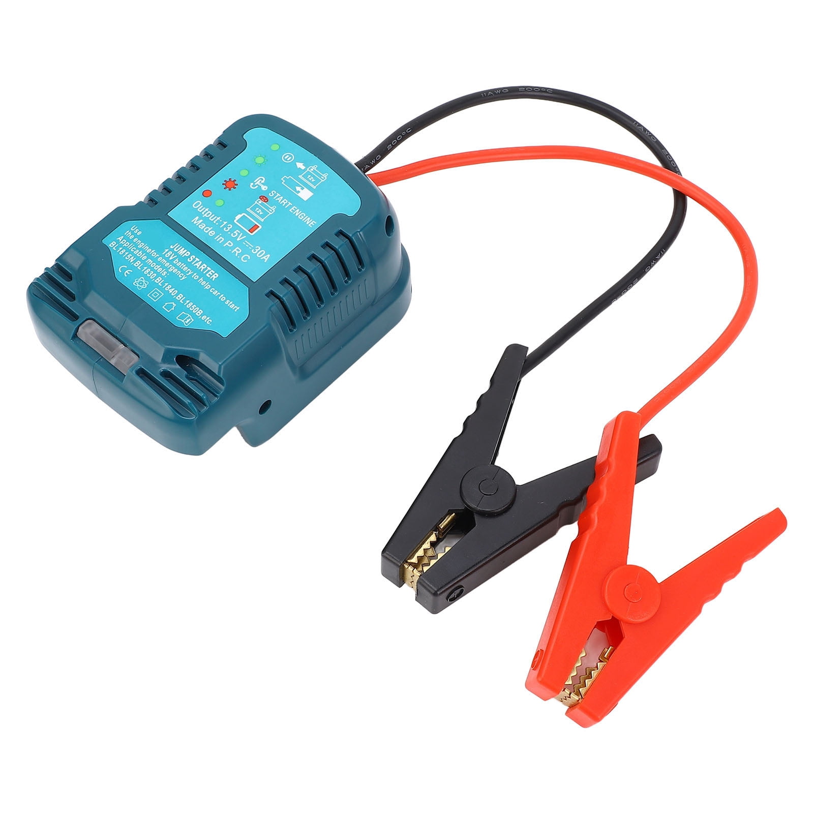 "18V Portable Car Battery Jump Starter - ABS Built for BL1815N/BL1830/BL1840/BL1850B Series with Safe Rubber Grip & LED Indicators"  

(Character count: 140)  

Alternative option:  
"Universal