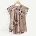 thumbnail image 1 of Chemisier Femme Décontracté Col Rond Chemise Fleur Plissée Ajustée Imprimé Manches Courtes Haut Blouses pour Femmes Tenue de Bureau Décontractée en Liquidation, 1 of 6