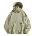 thumbnail image 2 of LOVZFMLL Jackets for Men's Solid Color Outdoor Sunscreen Climb Sport Run Pocket Zipper Long Sleeved Hooded, 2 of 4