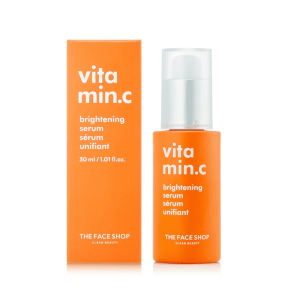 The Face Shop Brightening Vitamin C Serum with Hyaluronic Acid and Niacinamide, for Dark Spots, Dull Skin and Uneven Skin Tone, Korean Beauty