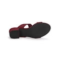 thumbnail image 3 of Women's Dual Straps Mid Chunky Heel Slide Sandals Burgundy 8.5, 3 of 8