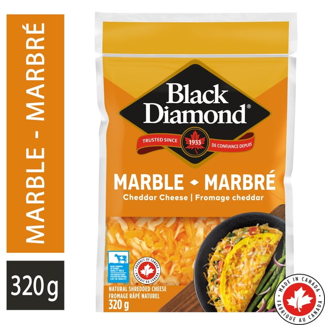 Black Diamond Marble Cheddar Shredded Cheese, 320g