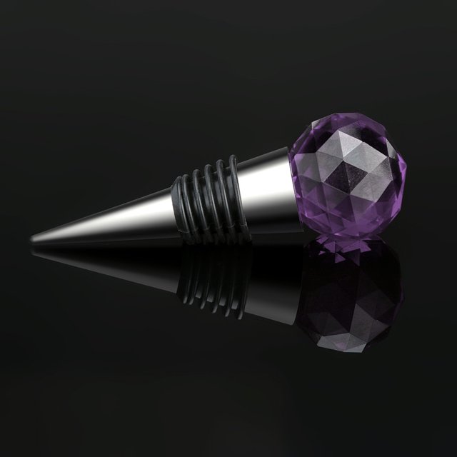 WIFKLSIIPG Diamond Stainless Steel Champagne Stopper Sparkling Bottle Plug Sea(Purple)