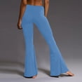 thumbnail image 4 of Pantalon Décontracté pour Femmes, Uni, Longueur Sport, Jambe Évasée, Taille Haute, 4 of 6