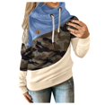 thumbnail image 1 of pxiakgy Sweat à Capuche long Manches Décontracté Contraste camouflage pour Femmes Bleu 3TG, 1 of 2