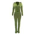 thumbnail image 2 of Honganda Slim Pleated Zipper Hooded Top and Pants Two-piece Suit, 2 of 6
