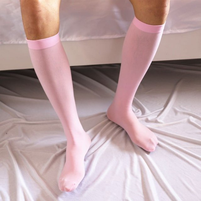 Lefu Men's Sexy Ultrathin Socks Stockings Soft Stretchy Knee High Invisible Seamless
