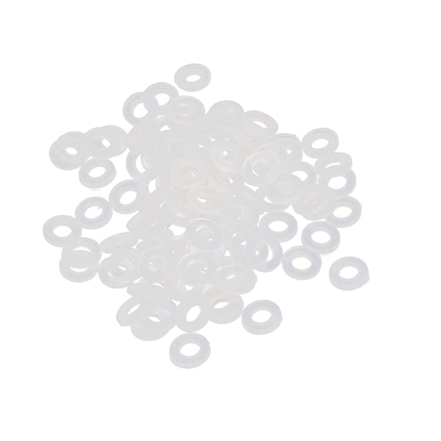 6mm x 3mm x 1mm Nylon Flat Insulating Washers Spacer Gasket Clear 100pcs