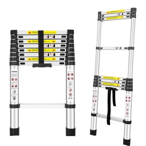 Échelles télescopiques, (8.5Ft/2.6M) EN131 Standards Aluminium allongeur, Extension pour RV, Attique, Famille, Travail de plein air, avec une capacité de charge maximale de 330lbs
