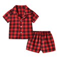 thumbnail image 1 of Yanlir Chemise d'Été pour Enfants à Col Rond, Manches Courtes, Motif, Chemise Fine, Chemise Décontractée pour Garçons à Manches Courtes, Short à Taille Élastique, Ensemble Deux Pièces (Rouge#6, 3-4 Ans), 1 of 3