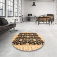 thumbnail image 3 of Ahgly Company Indoor Round Abstract Chrome Gold Yellow Oriental Area Rugs, 8' Round, 3 of 6