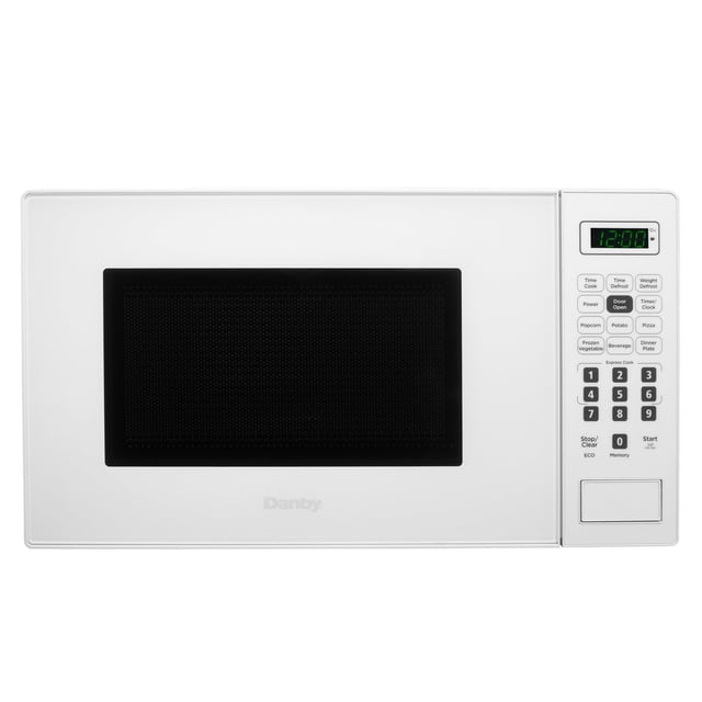 Danby Micro-Ondes de Comptoir de 0,7 Pi3 en Blanc au design compact, Offrant 700 watts de Puissance, 10 Niveaux de Puissance et six options de Cuisson Automatique Incluant Maïs Soufflé, Pomme de Terre et pizza. le Micro-Ondes Comprend un Plateau Tournant en Verre de 25,4 cm (10 Po), des Boutons de Cuisson express, une option de Décongélation Automatique et un Verrouillage pour Enfants pour la Sécurité. Idéal pour les Dortoirs, les Bureaux et les Chalets.