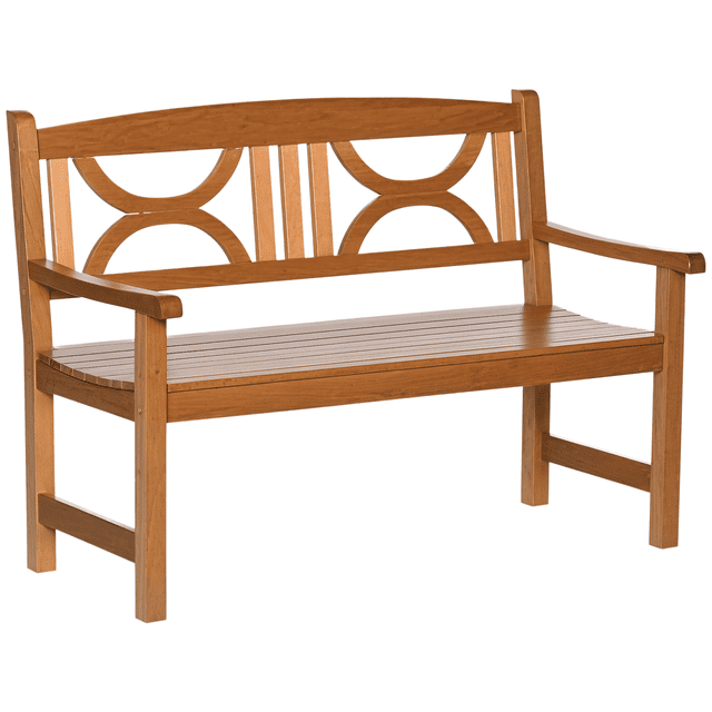 Outsunny 2-Seater Wooden Garden Bench for Yard, Lawn, Porch, Natural