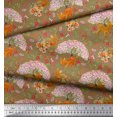 thumbnail image 2 of Soimoi Modal Satin Fabric Tree,Floral & Deer Animal Printed Craft Fabric by The Yard 42 Inch Wide, 2 of 3