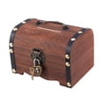 thumbnail image 2 of Wooden Treasure Chest Retro Money Storage Box Organizer, 2 of 8