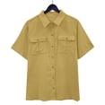 thumbnail image 2 of Timegard Cotton Linen Tops for Women Short Sleeve Button down Shirts Solid Color Casual Tops with Pockets, 2 of 7