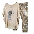 thumbnail image 1 of Ensembles d'Entraînement pour Femmes Imprimé Col Ras du Cou Manches Mi-Longues Chandail à Enfiler Hauts + Pantalons Ensemble Pantalons Ensembles Femmes Tenue 2 Pcs en Liquidation, 1 of 6