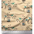 thumbnail image 1 of Soimoi Tissu Poly Georgette Branches, Imprimé Cage & Oiseau au Mètre 42 Pouces de Large, 1 of 1