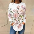 thumbnail image 1 of DPTALR Blouses d'Automne à Col Rond Imprimé pour Femmes Manches Longues Smockées, 1 of 5
