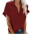 thumbnail image 1 of Birdeem Fashion Woman Causal Button Solid Blouse Short Sleeve T-Shirt Summer Tops, 1 of 6