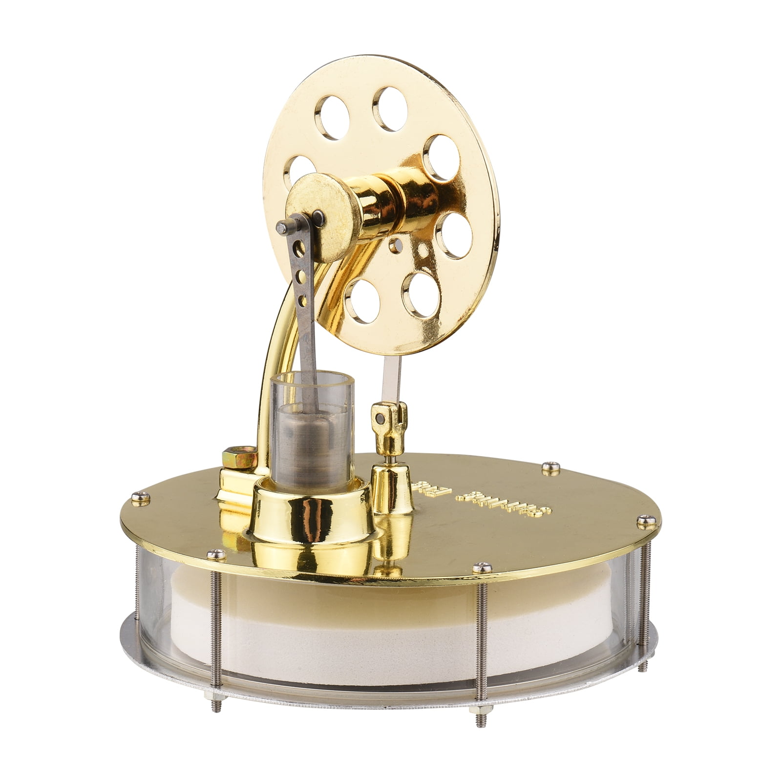 Mini Moteur Stirling à Air Chaud Avec LED – Modèle RTR En Alliage D'Aluminium Et Base En Hêtre – Cadeau Scientifique Et Éducatif