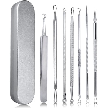 Blackhead Remover Tool Kit - 7 Pcs Pimple Popper Comedone Extractor Acne Removal Tool for Blemish Whitehead Popping, Zit Removing for Nose Face, Stainless Steel Pimple Tools with Metal Case