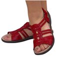 thumbnail image 4 of Liquidation d'Économies d'Été! PEZHADA Sandales pour Femmes, Sandales à Semelle Compensée pour Femmes, Sandales Mode pour Dames à Talon Compensé Confortables à Bout Rond avec Boucle, Sandales Décontractées Rouges, 4 of 4