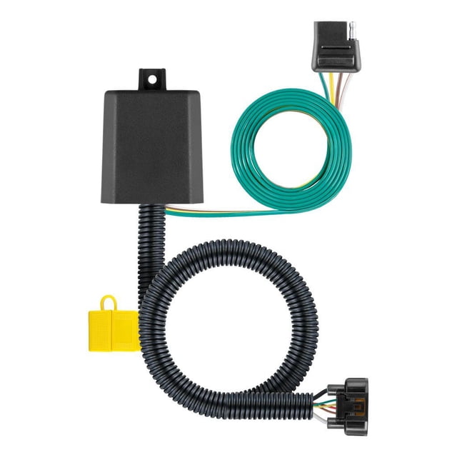 CURT 56420 Connecteur de Câblage de Remorque avec Connecteur de Remorque Plat à 4 Voies. Comprend un Boîtier Noir durable, un Câblage Protecteur en Spirale et des Fils Codés par Couleur pour une installation Directe. Idéal pour les Installations Électriques Automobiles.