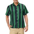 thumbnail image 1 of INSPIRE CHIC Men's Striped Short Sleeves Shirts Button Down Print Hawaiian Shirt S Green Navy, 1 of 6