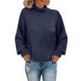 thumbnail image 2 of EGNMCR Chandails pour Femmes Hauts Décontractés Unis pour Femmes Tricot Manches Longues Chandail à Enfiler, 2 of 5