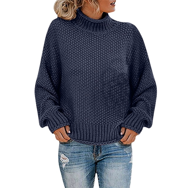 TIMIFIS Chandails pour Femmes Chandail à Enfiler Haut Col Rond Manches Longues Ample Duveteux Tricot Épais Chaud Chandail à Enfiler Hiver Automne Haut Manteau Automne/hiver