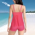 thumbnail image 3 of UPPADA Women's Ruched Tankini Swimsuits V Neck Wrap Tie Back Two Pieces Bathing Suit Adjustable Shoulder Strap Tummy Control Swimwear Swim Top with Bottom Clearance Pink,XXXL, 3 of 8