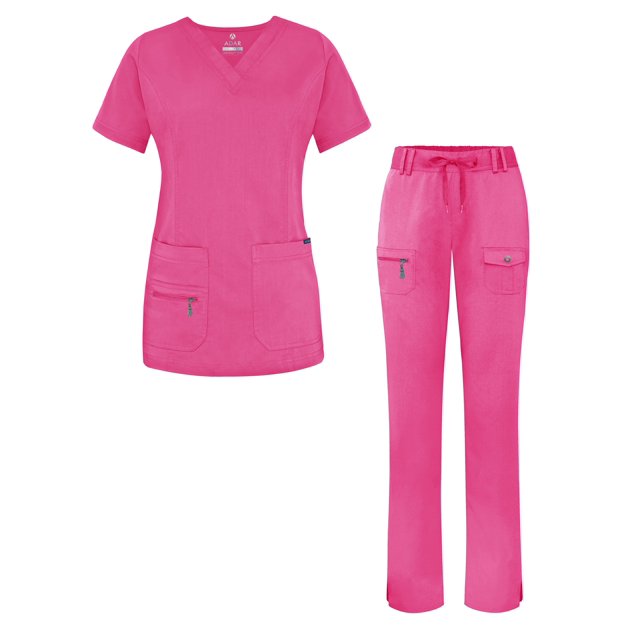 Adar Uniforms Women's Scrub Set - Enhanced V-Neck Top/Multi Pocket Pants