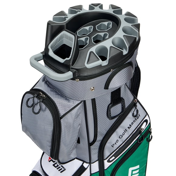 PGM Golf Sac pour Chariot, Organisateur à 14 Voies, Séparateur, Dessus Silencieux, Sac Imperméable/vert