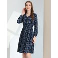 thumbnail image 2 of INSPIRE CHIC Robe Midi à Manches Longues Évasée à Col en V à Imprimé Floral pour Femme, 2 of 5