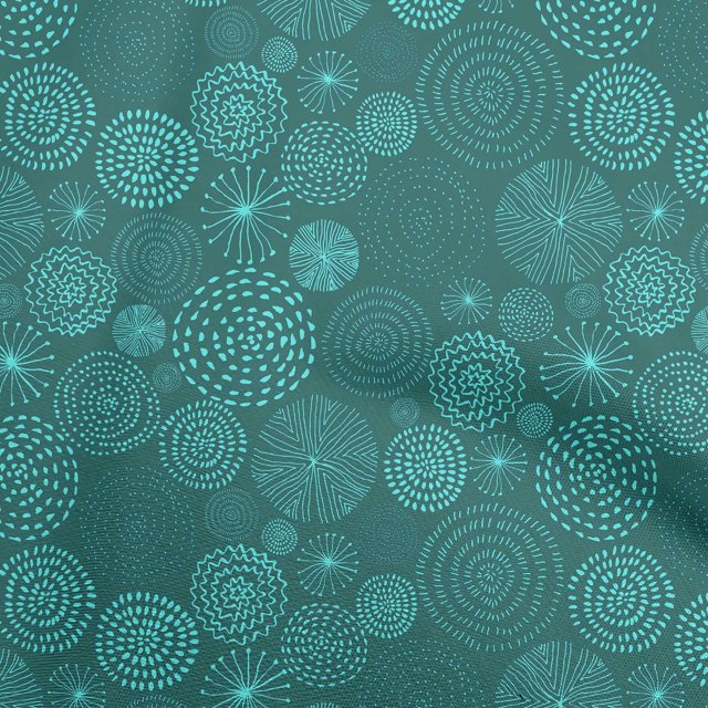 oneOone Polyester Spandex Teal Green Fabric Abstracts Sewing Material Print Fabric By The Yard 56 Inch Wide