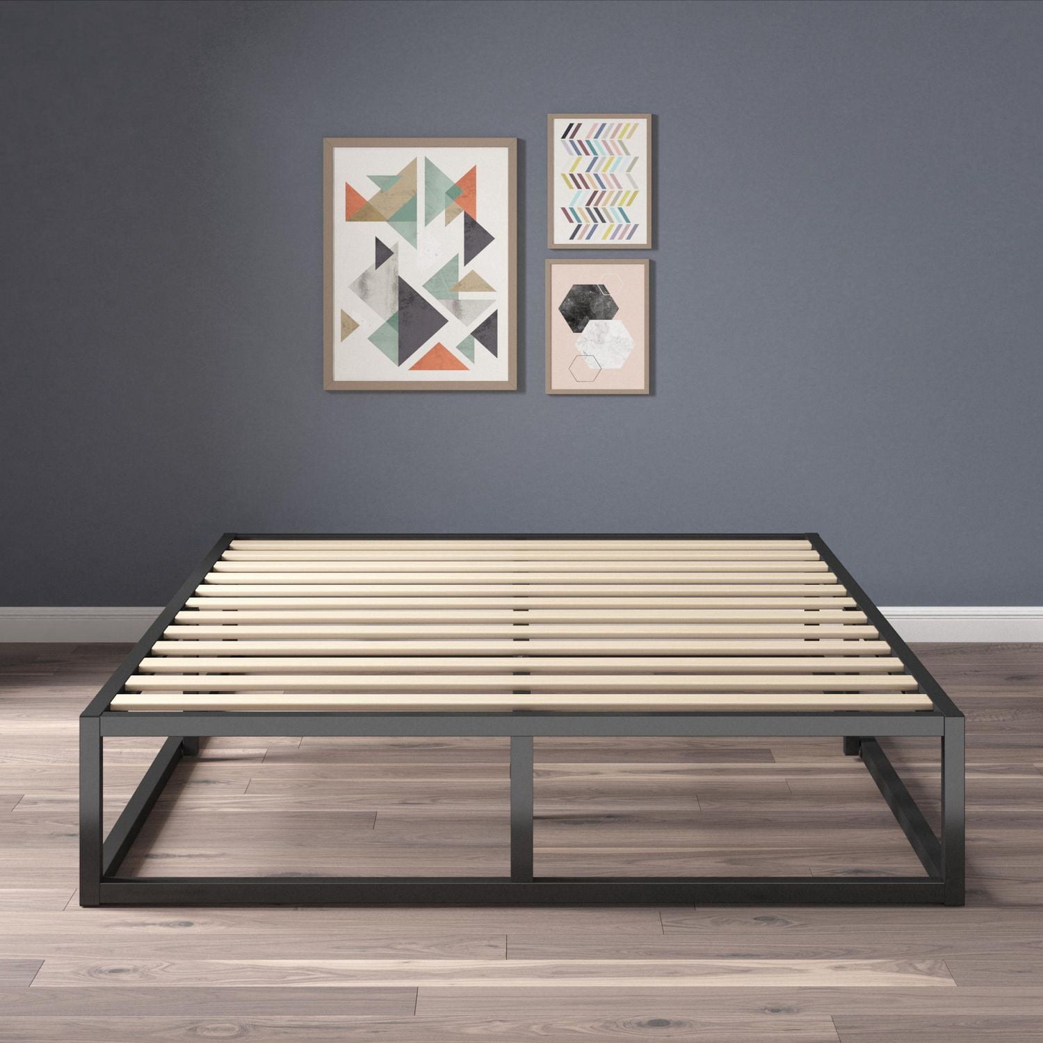 Lit plateforme en métal Zinus Joseph, simple, 10 po, structure robuste, profil bas, base de matelas en acier moderne et minimaliste, aucun sommier requis, noir