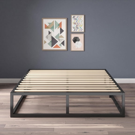 Lit plateforme en métal Zinus Joseph, double, 10 po, structure robuste, profil bas, base de matelas en acier moderne et minimaliste, aucun sommier requis, noir