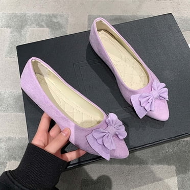 TopLLC Flats Shoes Women's Spring And Summer New Shallow Mouth Suede Bow Slip-on Flat Shoes Women Shoes