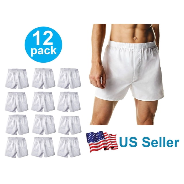 Lot de 4 à 12 Boxeurs Blancs pour Hommes avec Ceinture Flexible Confortable