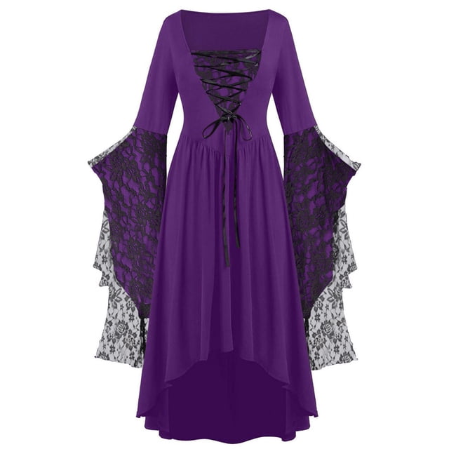 Babysbule Robe pour Femmes Liquidation Robe Vintage Classique Médiévale Longueur au Sol Renaissance Gothique à Manches Longues