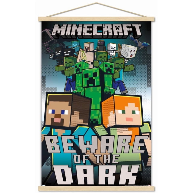 Minecraft - Beware Of The Dark Wall Poster with Magnetic Frame, 22.375" x 34"