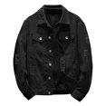 thumbnail image 2 of Manteau en Denim Décontracté pour Hommes, Printemps et Automne, à Boucle, Col à Revers, Veste, Haut, Chemisier, 2 of 2