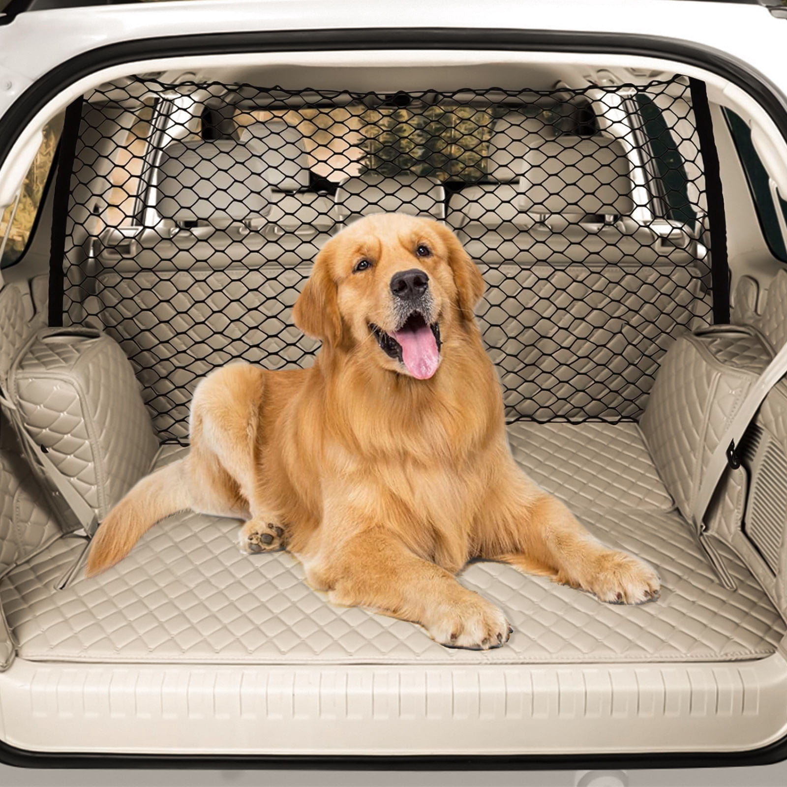 Dog Car Barrier, Dog Barrier for Car Dog Car Divider Back Seat Barrier, Dog Barrier for Suv Car Pet Barrier, 51in x 35in Car Divider for Dogs Car Net for Dogs