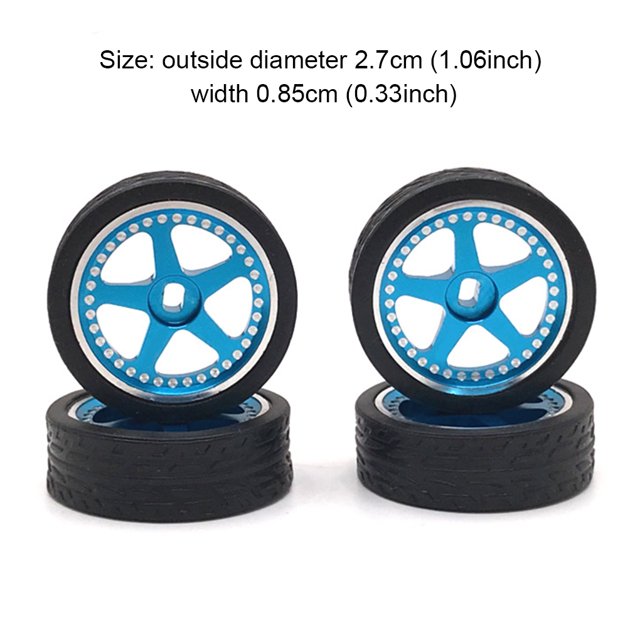 4 Pcs RC Model Car Wheel Rim Simulation Upgraded Modification Vehicle Wheels Assembly Replacement for WLtoys K969 K979 K989 K999 Blue