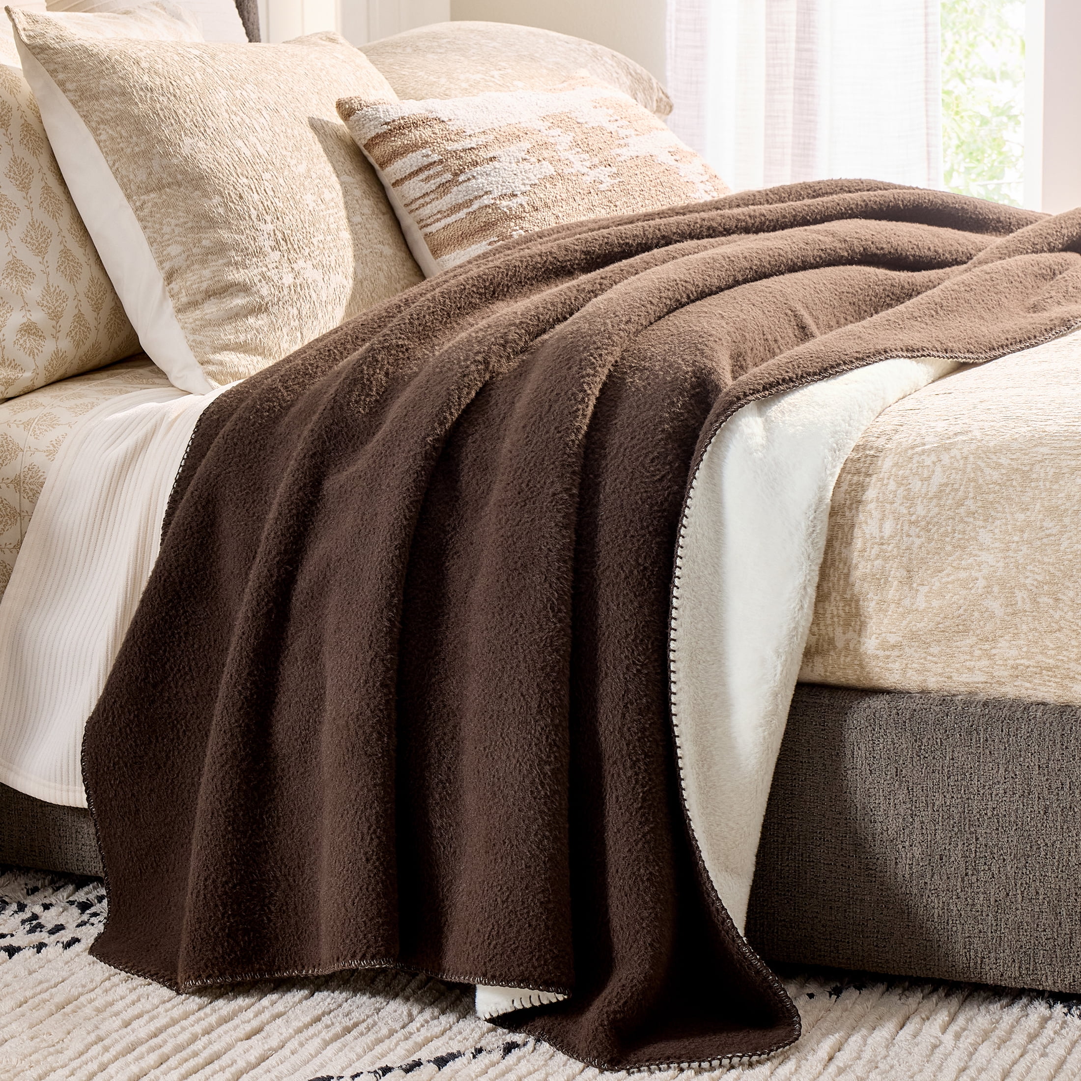 Better Homes & Gardens Cozy Faux Wool Throw, Oversized, Rich Coca, 50" X 72"