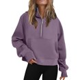 thumbnail image 2 of Half Zip Sweatshirt Women Plus Size Fleece Cropped Hoodies Pullover Fall Winter Warm Tops, 2 of 6
