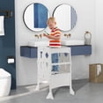 thumbnail image 2 of Costway Folding Kitchen Kids Step Ladder Stool Wooden Toddler Safety Tower Helper White, 2 of 10