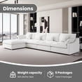 thumbnail image 3 of The Magic Home 155" 4-Seater Cloud Modular 155 L-Shaped Linen Sectional Sofa with Ottoman, White, 3 of 12