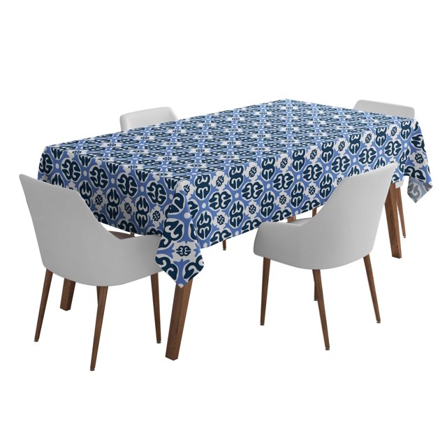 Vargottam Intérieur/ExtérieurNappe58x82 InchRectangleNappe Imperméable PatioTableCoupes- Printemps/ÉtéTableau Rectangulaire/BBQs/Picnic -Bleu
